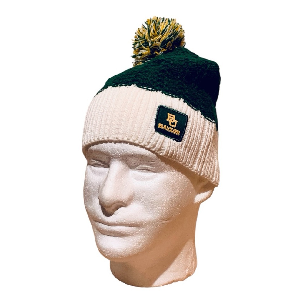 Nike Green and White Baylor Beanie with Pom